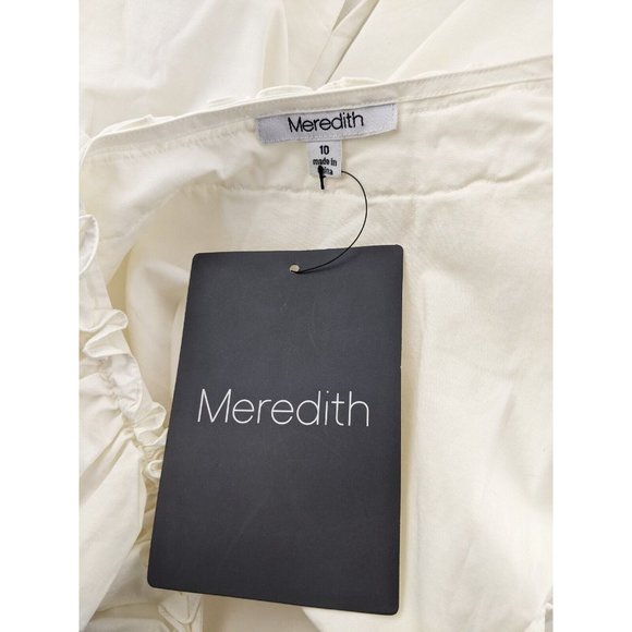 Meredith Women's Top Size 10 Ivory Long Sleeve Button Front Blouse Ruffle NEW - Picture 12 of 13